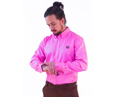 Oxford Button Down Business Shirt | Deep Pink