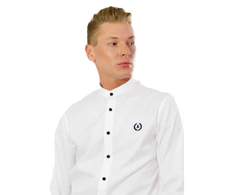 Collarless Business Shirt | Oxford White